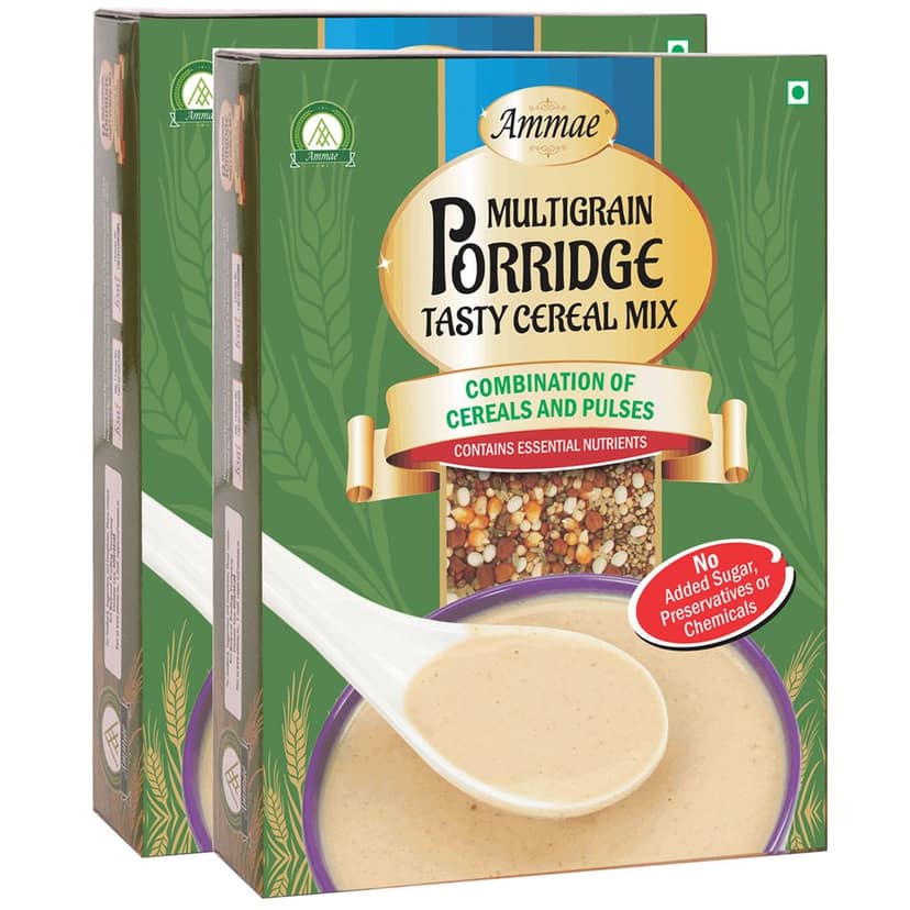 Ammae Multigrain Porridge Tasty Cereal Mix, 400g, 16 grains Sathu Maavu, Sprouted & Roasted Cereals, Pulses, Millets & Oats | No Sugar | No Salt | No Milk | No Preservatives & Chemicals