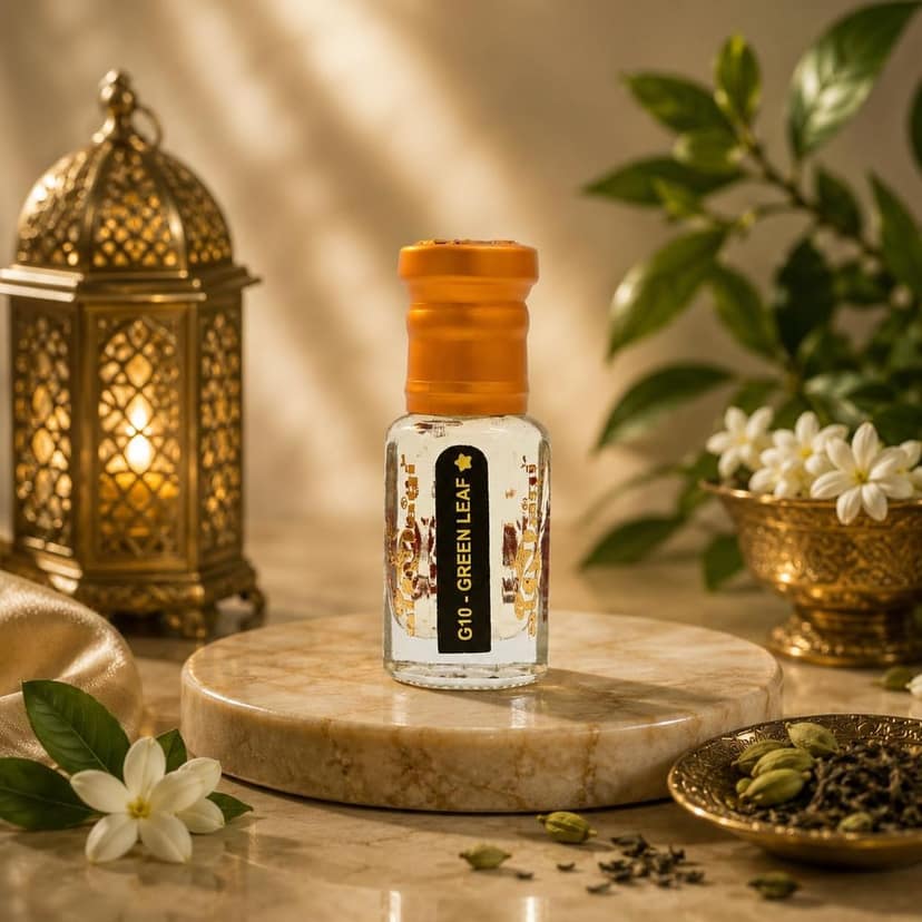 alnaqi fragrances Green Leaf Attar | Perfume Oil, Alcohol-Free Roll-On | Mint & Bergamot, Green Tea & Lily, Sandalwood & Musk | Long-Lasting Unisex Fragrance view 2