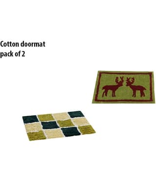 Aazeem Antiskid Cotton Door Mat ( 60 X 40 cm ) Set of 2 Aqua