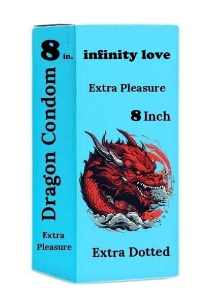 infinity love 8 inch Soft Silicon Men Reusable Dragon Condom With Extra Length And Girth Extension | Penis Sleeve For Men