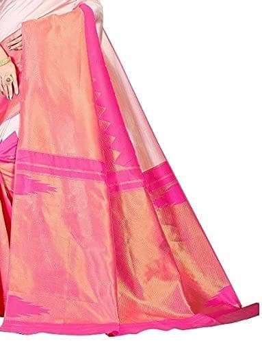ATTIRIS Women's Silk Dual Tone Solid Saree with Blouse Piece, (0.8m), Peach view 2