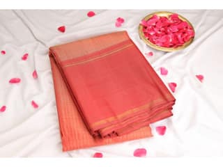 Orange Handloom Kanchipuram Silk Pattu Saree