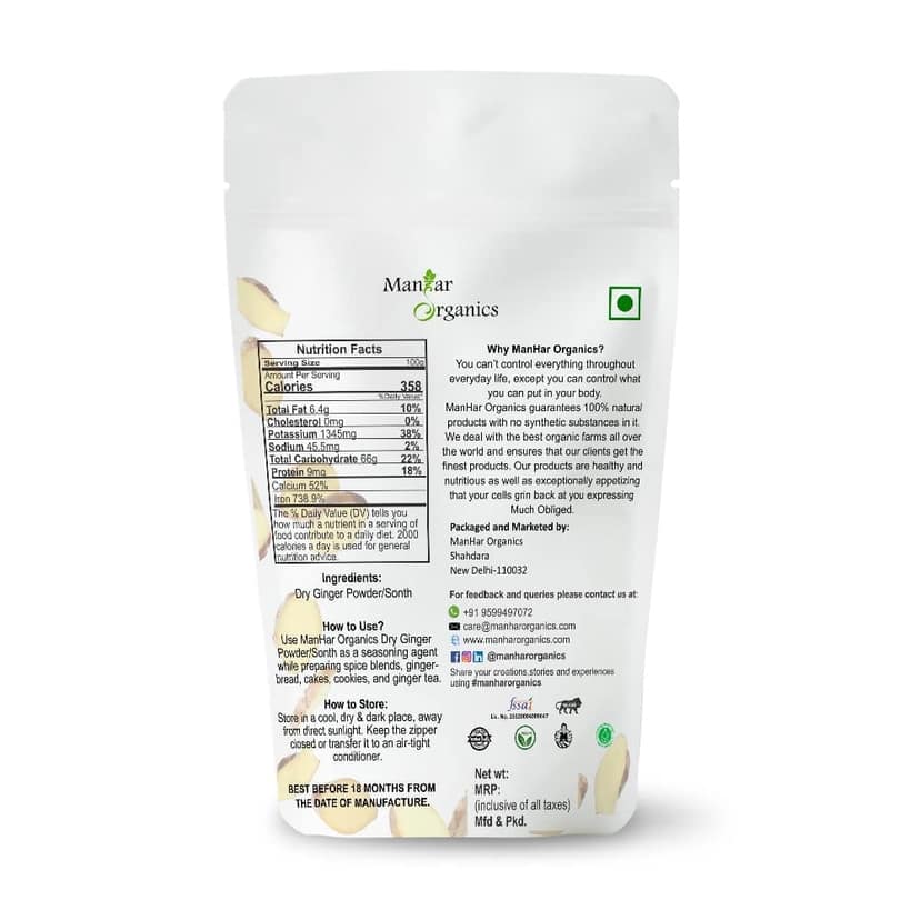 ManHar Organics Ginger Powder 500gm | Natural & Pure | Aromatic Dry Adrak Powder for Cooking & Wellness | No Additives view 2