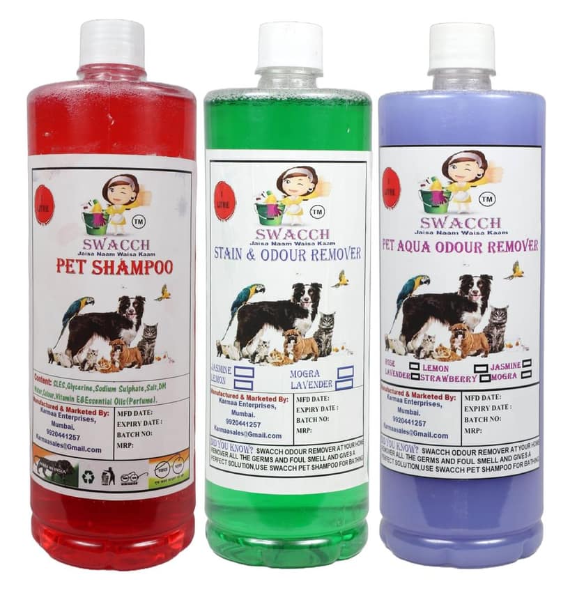 Swacch Shampoo (Strawberry) + Deodorizer (Jasmine) + Stain Remover (Lavender) (1 Litre) (Pack of 3) view 2