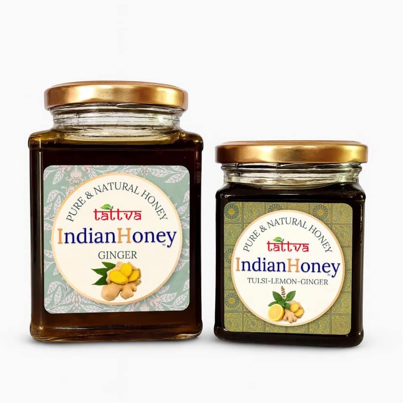 IndianHoney Warming & Anti-Inflammatory Ginger Infused Honey & Warming & Anti-Inflammatory Ginger Infused Honey Combo Pack (500gm & 230gm)
