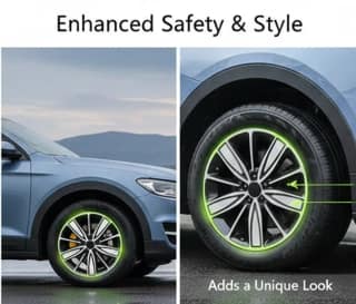 Pulseaura Multicolor Reflective Wheel Rim Stripe Stickers High Visibility Car Decals (20 Pcs)