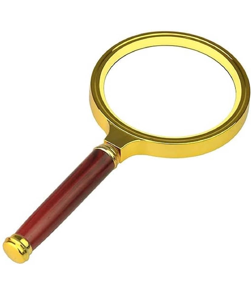 Double Glass 10X High Power Antique Handheld Magnifier Magnifying Glass for Reading, Soldering, jewelries, maps, Great for Gifting (10X, 100MM, Gold + Red)