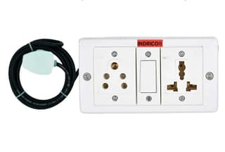 INDRICO? Extension Board with Long Wire 2 Universal & Normal Socket 1 Switch 6 Amp (White)