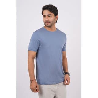 Red Line Mens Blue Solid 100% Cotton Round Neck T-Shirt view 2