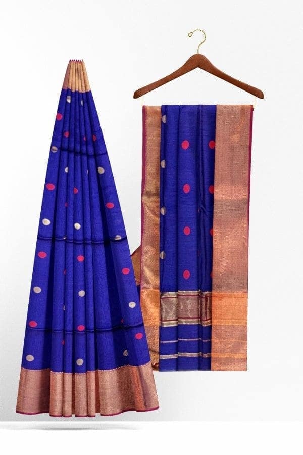 Blue Cotton Silk Maheshwari Handloom Saree view 2