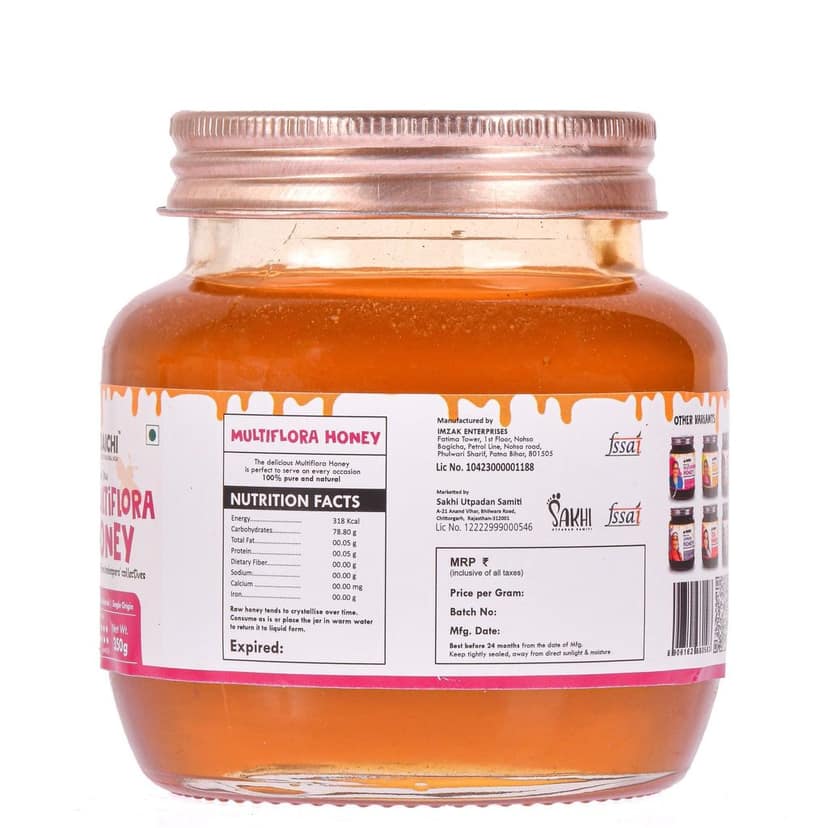 Daichi Multiflora Honey - 100% Raw & Unprocessed, Straight from beekeepers, Cruelty-free, No Sugar or Additives 350gm (Pack of 1) view 2