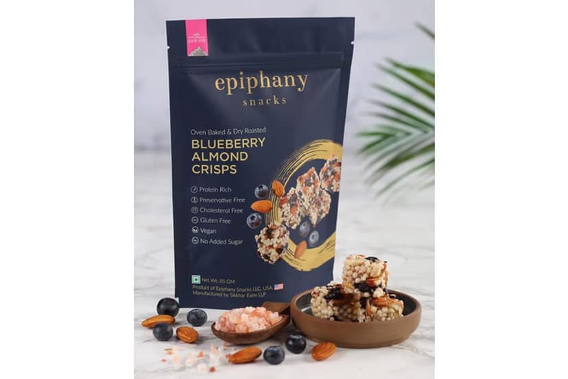 Epiphany Dry Fruit Snacks Blueberry & Almond Bars Healthy and Delicious Dry Fruit Sweet Chikki Energy Crunch ( No Sugar Added )85gm view 2