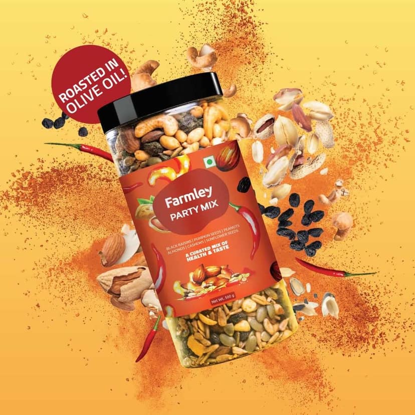 Farmley Panchmeva 450g & Party Mix 500g Value Pack I Reusable Jar | Roasted Mixed Nuts & Seeds | Mixed Nuts | Mix Dried Fruits Nuts view 2