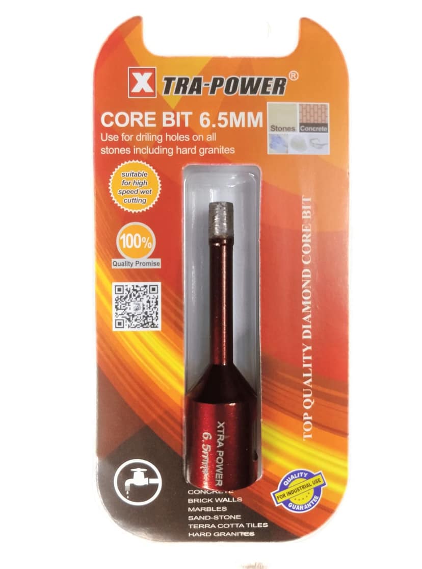 H9 as XtraPower Granite Core Bits 6.5mm Diamond Coated Core Hole Saw Drill Bits Tool Cutter For Tiles-Marble-Glass-Granite Drilling