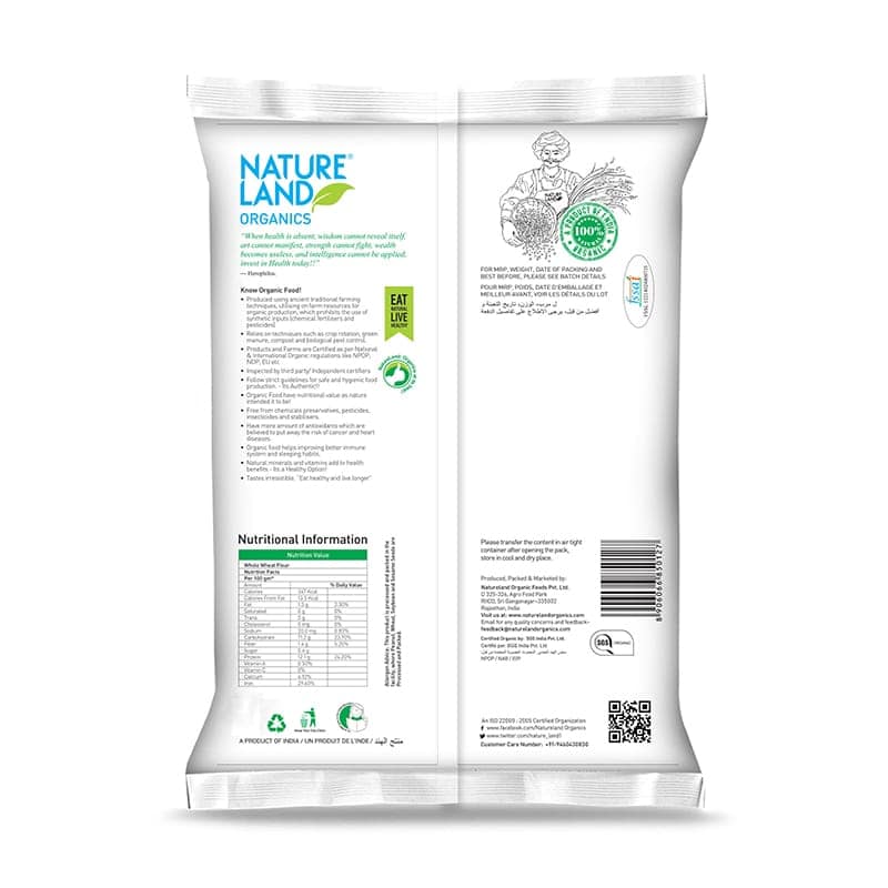 Natureland Organics Whole Wheat Flour 5 kg view 2