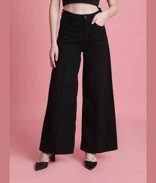 Bene Kleed - Black Cotton Wide Leg Women's Jeans ( Pack of 1 )