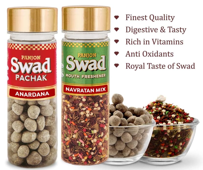 Panjon Swad Pachak Anardana & Mukhwas Navaratan Mix, 270g, 2 bottle view 2