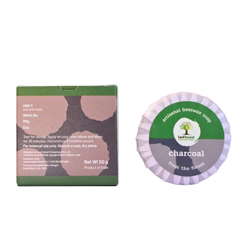 Last Forest Artisanal, Handcrafted, Handmade, Natural 'Pebbles' Beeswax Soap, 50g - 100% Natural Ingredients, Moisturizing, Natural Beeswax, Bathing Soap for Men and Women(Charcoal) view 2