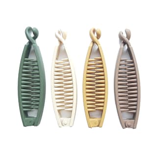 BIRDWARE Big-Size Black Color Imported Rubber Acrylic Material Stone Banana Hair Clips For Women (Pack of 4 Pc, Multi Colour) | Hair Clutchers BIRDWARE Big-Size Black Color Imported Rubber Acrylic Material Stone Banana Hair Clips For Women (Pack of 4 Pc,
