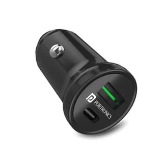 Portronics Car Power Mini Dual Output, Type-C PD, USB Fast Charging, 38 Watts