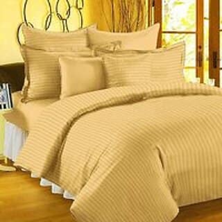 300 TC 100 Cotton King Size Satin Striped Double Bedsheet with 2 Pillow Cover