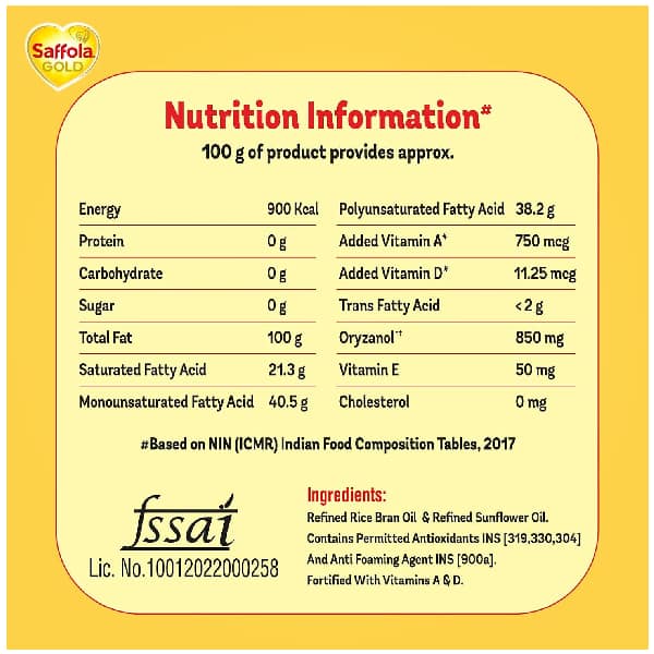 Saffola Gold Blended Oil 1 Ltr view 2