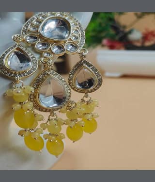 Jiyanshi fashion Yellow Chandelier Earrings ( Pack of 1 )