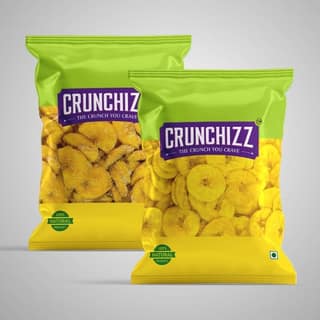 CRUNCHIZZ Authentic Kerala Style Yellow Banana Chips COMBO PACK I Raw Banana (Salty) & Jaggery Coated Banana (Sweet) I Traditional South Indian Recipe I No Artificial Additives I Perfect Munchy Bites I Pack of Two I 150 Gram Each I Total 300 Grams