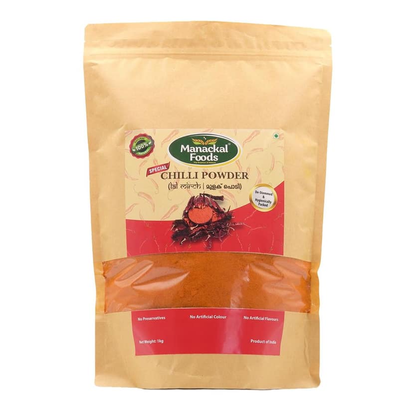 Manackal Foods Special Blend Chilly Powder 1Kg | Unique Mix of Kashmiri, Piriyan & Normal Red Chillies | Rich Colour & Balanced Heat | Pure & Natural | No Preservatives