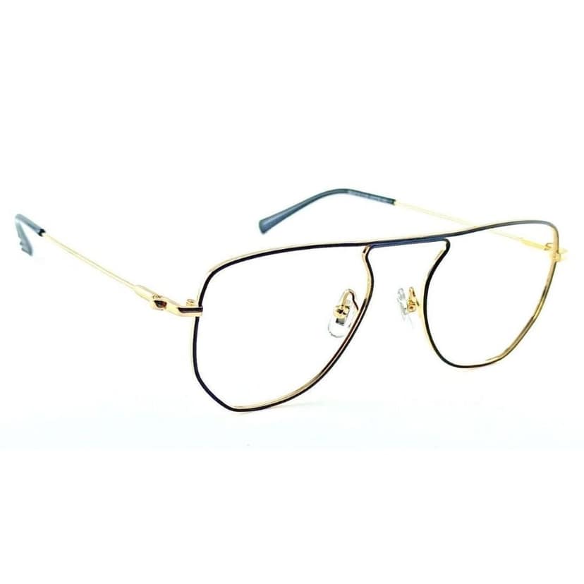 Metal Gold Square Full Rim Frame For Unisex view 2