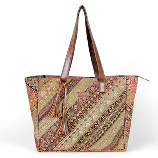 PRASHU Recycled Embroidery Lace Tote Bag Women Handbag For Office, Shopping,Travel & Gifting Shoulder Bag For Women & Girls