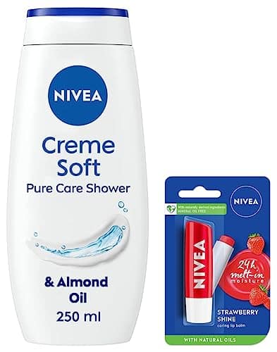 NIVEA Lip Balm, Fruity Strawberry Shine, 4.8g & NIVEA Women Body Wash, Crme Soft Shower Gel, with Almond Oil for Soft Skin, 250 ml NIVEA Lip Balm, Fruity Strawberry Shine, 4.8g & NIVEA Women Body Wash, Crme Soft Shower Gel, with Almond Oil for Soft Skin, view 2