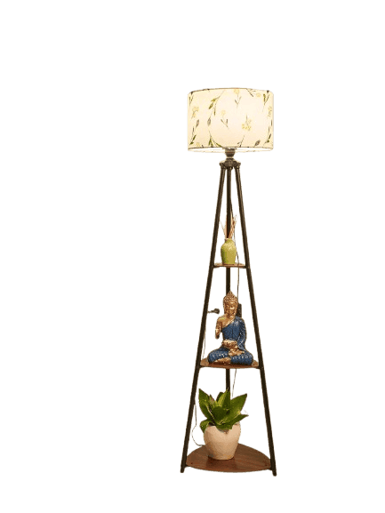 Furniture Metal Floor Lamp with 3 Shelves (Farm Petal) LED Bulb Included- Diwali Decoration Items