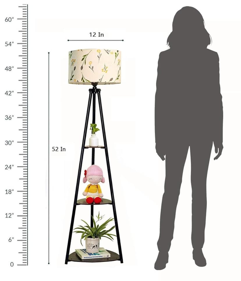 Furniture Metal Floor Lamp with 3 Shelves (Farm Petal) LED Bulb Included- Diwali Decoration Items view 2