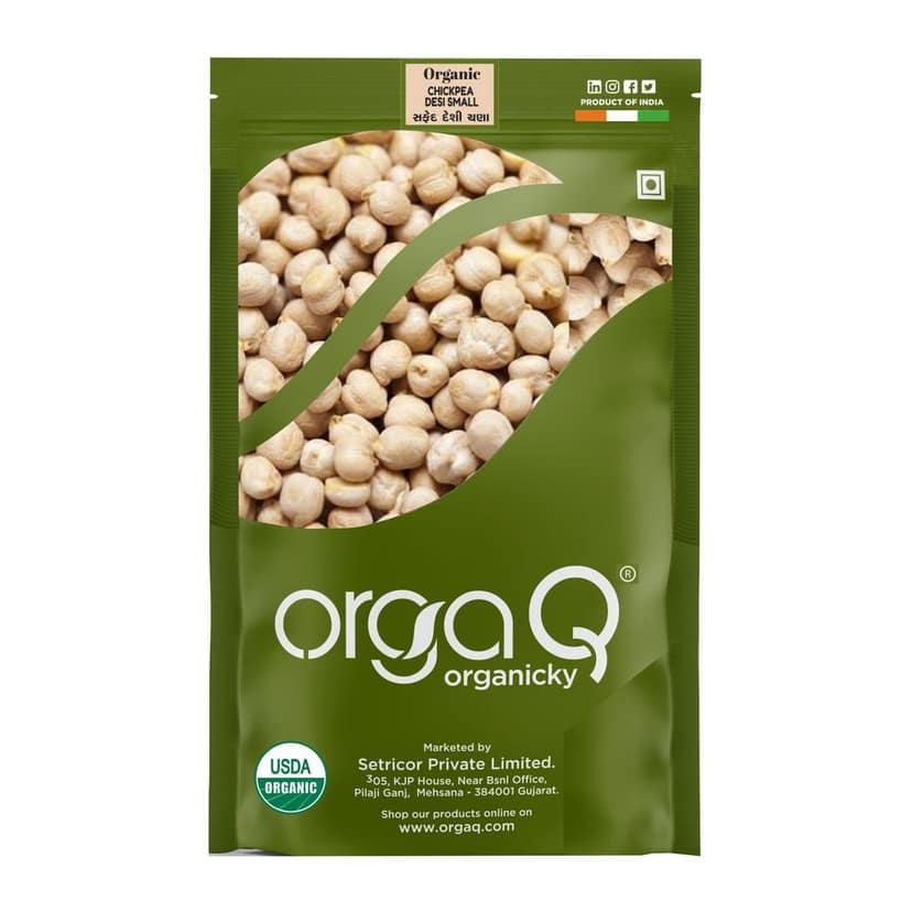 OrgaQ Organicky Organic Chickpea Deshi Small, Pindi Chana/White Chhole