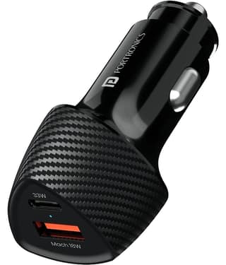 Portronics 51W Car Power 16 Fast Car Charger with Dual Output, 51 Watts Total (18W USB + 33W Type C PD), Fast Charging, Adapter for iPhone & Android Smartphones and Tablets (Black)