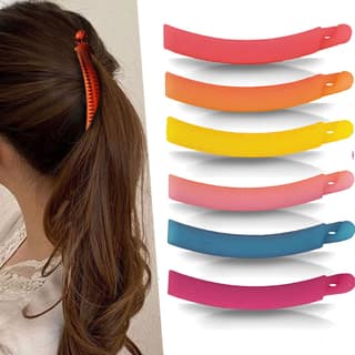 BIRDWARE Big-Size Multi Color Imported Rubber Acrylic Material Stone Banana Hair Clips For Women (Pack of 6 Pc, Multi Colour) | Hair Clutchers BIRDWARE Big-Size Multi Color Imported Rubber Acrylic Material Stone Banana Hair Clips For Women (Pack of 6 Pc,
