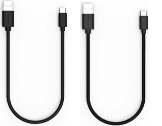 Twance 0.25 Meter small Type C to USB Fast charging and data transfer Cable, Black Color, (Pack of 2)
