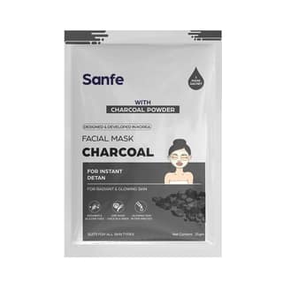 Sanfe Charcoal Face Sheet Mask, Pack of 1, 25 gm, Deep Cleansing & Oil Control