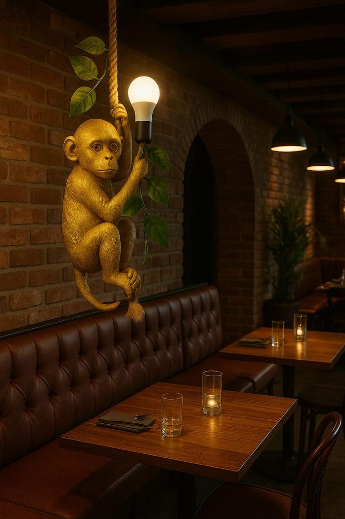 SPARKWORLD Monkey Vintage Rope Pendant Lamp Rustic Ceiling Light for Home & Caf Decor (Bulb Not Included) | Colour: Hanging Monkey