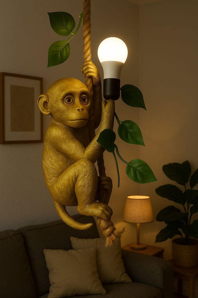 SPARKWORLD Monkey Vintage Rope Pendant Lamp Rustic Ceiling Light for Home & Caf Decor (Bulb Not Included) | Colour: Hanging Monkey view 2