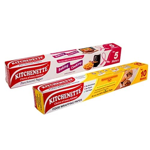 Kitchenette Food Wrapping Paper - 10 Meters White and Baking and Cooking Parchment -5 Meter Combo | Butter Paper | Microwave Safe | Biodegradable | Multipurpose view 2
