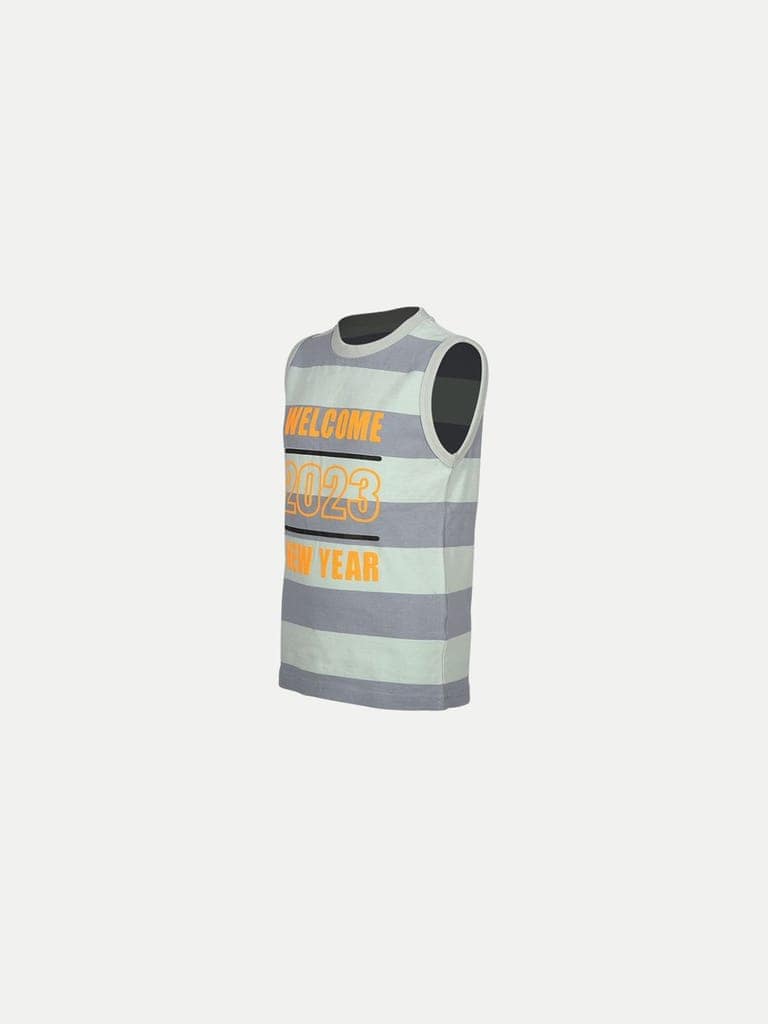 Teen Boys Mint / Grey Striper Tanktop view 2