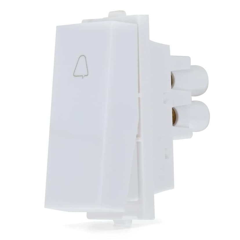 CONA 14011 Platinum Bell Push Modular Switch 10A White with Blue LED Indicator, Single |Door Bell|Electric Switches|ISI Marked Bell Switch for Home, Office, Shop,etc view 2