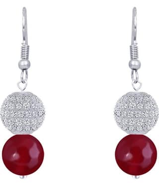 JFL - Jewellery For Less - Maroon Danglers Earrings ( Pack of 1 )