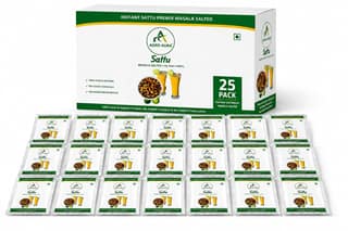 AGRO AURA Instant Sattu Premix Masala Salted 100% Pure and Natural No Added Chemicals or Preservatives Pack of 25 Sachets