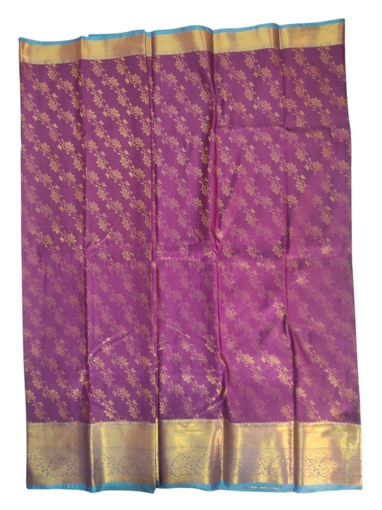 magenta pink color traditional Indian silk saree with zari work.The Chennai Silks