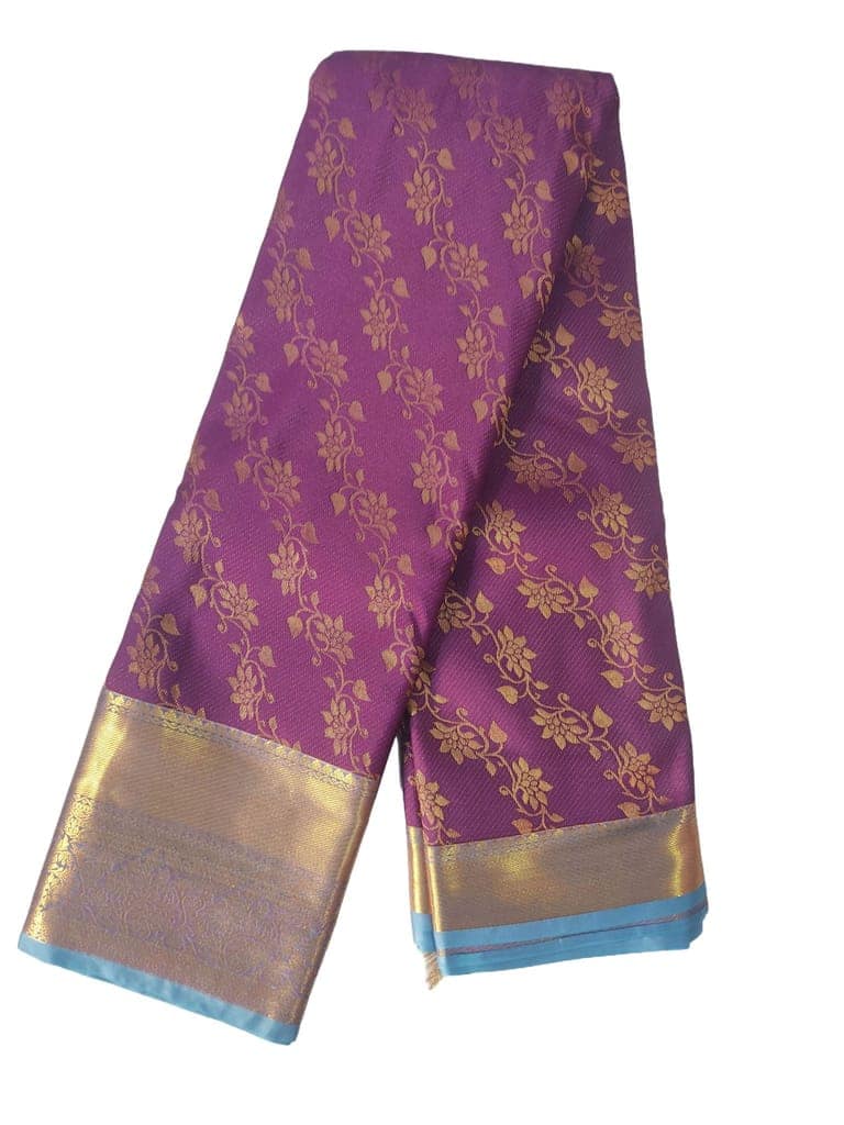 magenta pink color traditional Indian silk saree with zari work.The Chennai Silks view 2