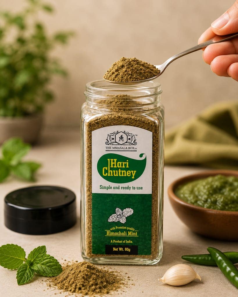 Hari Chutney (Mint Chutney Powder) 60GM | Ready-to-Use Indian Chutney | The MMasala Box Co. view 2