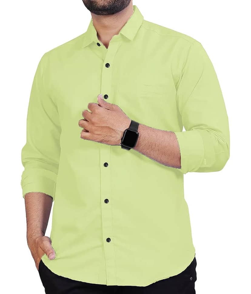 UNI VIBE Cotton Blend Slim Fit Solids Full Sleeves Men's Casual Shirt - Blue ( Pack of 1 ) view 2